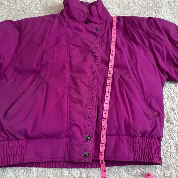 Vintage 90s Eddie Bauer Goose Down Ski Puffer Winter Parka Jacket Retro Pink - Picture 7 of 14